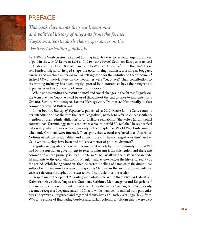 Picture showing an example page from the book 'For a better life: Yugoslavs on the Goldfields of Western Australia 1890–1970'